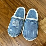 女性用★洗濯機丸洗いOK★スリッパ•室内履き★デニムリメイク　ルームシューズ