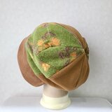 魅せる帽子☆リバーシブルが嬉しい♪ウールニットと刺繍柄のクロッシュ～キャメル&グリーン、キャメルのコピー