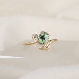 トラピッチェエメラルドとダイヤモンドのリング K10 12号(サイズ直し可)