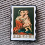 クック諸島　「ラファエロ」クリスマス切手ブローチ10690