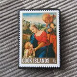 クック諸島　「ラファエロ」クリスマス切手ブローチ10693