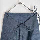 【1点もの】さんかくパンツ -ウール着物地 紺細かい格子柄 （ヴィンテージ） TRP630