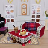 ドールハウス用　赤いソファとテーブルセット　８点セット