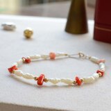 K18 赤珊瑚とバロックパールのブレスレット