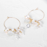 ［White Christmas］ホワイトムーンストーン×アコヤパール フープピアス（着せ替え）