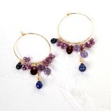 冬宵の彩り ― タンザナイト×ピンクアメジスト フープピアス 14kgf