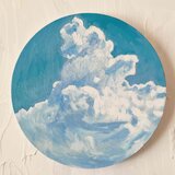 直径30㎝「空 その7」油彩・絵画・原画・丸形・アートパネル