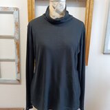 大人リブタートル❤️ゆったり首のリブタートルネックトップス　黒　（サイズL）