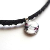 【受注製作】レジンアート　ラウンドモチーフとタティングレースとベルベットリボンのチョーカー〈行方知れずの明日〉