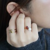 深紅のガーネット×淡水パール リング2点セット