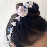 カラフルな花と蝶の髪飾り＊つまみ細工/正絹