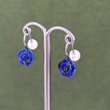 SUS316ピアス[Lapis lazuli rose/Silver]サージカルステンレス 薔薇 天然石 2WAY パール