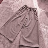 ブラウンベージュヘリンボーンウールワイドパンツ