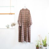 chibi collar gather dress (cotton check)