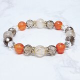 ✨再販✨【2026年 開運】行動力と前向きな流れを整える ルチルクォーツ・カーネリアン 天然石ブレスレットNo.833