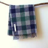 ホームスパンマフラー　グリーン・紺チェック