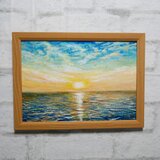 油絵【癒しの朝焼けの海】
