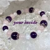 アメジスト ローズクォーツ デザイン 天然石ブレスレット