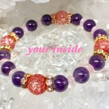 アメジスト レッド爆裂水晶 デザイン 天然石ブレスレット