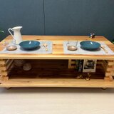 【送料無料】 ローテーブル 和風 木組格子形 120cm 60cm 杉 ナチュラル