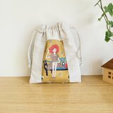 レトロ柄の巾着袋