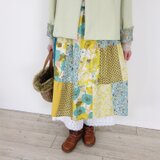 リネンパッチティアードスカート（ミモザ） - ひだまりの小径 -