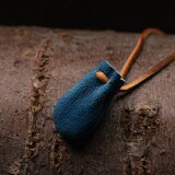 yoki  藍染巾着首飾り　鹿革　ネックレス　ペンダント　224813