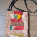 大漁旗と帯芯柿渋染めのショルダーバック　綿