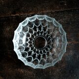 素敵な形状◆ギザギザで素敵。クリスタル・プレスガラス大鉢　古民家　古道具　昭和後期