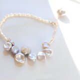 グレーケシとライス型パールのブレスレット　１４kgfのコピー