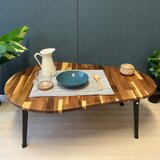 【送料無料】 ローテーブル だるま形 90cm 60cm アカシア 折りたたみ脚