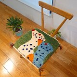 ペルシャ ギャッベ　ミニマット　横41x38cm　犬　グリーン　T8171