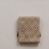 手織りカシミアマフラー・・ベージュ×きなり