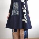 着物リメイク　半纏　型染め　ジャンパースカート