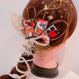 花札髪飾り☆成人式☆卒業式☆白無垢ヘア☆振袖ヘア☆袴ヘア☆組紐☆金箔☆かすみ草☆和装☆花札髪飾り☆