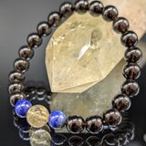 【高波動・不幸断絶・金運】ゴールドルチルクォーツ ラピスラズリ モリオン 8mm 親玉10mm ブレスレット