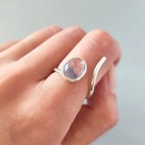 【1点もの】デュモルチェライトインクォーツ/青/ブルー/しっぽ/内包物/覆輪/silver925/リング【フリーサイズ】