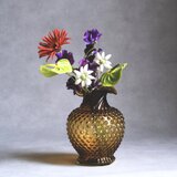 【Indiana Glass】ヴィンテージ / アメリカ製 / ガラス花瓶 / アンバー