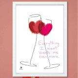 ふたりの世界　ワイン　送料無料 　イラスト　A4〜A0　ポスター　アートポスター　アート/sei検索新着順　3861