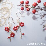 *初梅*白蝶貝と紅珊瑚の梅のピアス