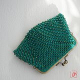 ばあば ⁛ つぶつぶガラスビーズの大きめスクエアがま口（Floating Weeds・2201）