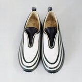 ◇新作◇本革スニーカー◇無料サイズ調整◇ホワイトグリーン◇厚底4cmソール◇外反母趾◇無料色変更◇