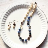 西ドイツ・ヴィンテージビーズとシャンパンカラー・バロックパール　ネックレス　コスチュームジュエリー