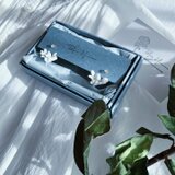 白磁　天草陶花　ピアス　ハーキマーダイヤモンドと「五足のくつ」に咲くトベラ