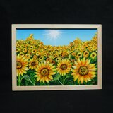 油絵 油彩 油彩画 絵 絵画 【太陽とひまわり畑】