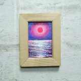 油絵  ミニ絵画【ストロベリームーン】