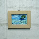 油絵  ミニ絵画【ネモフィラの丘】