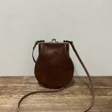 姫路レザー親子がま口ポシェット◆焦げ茶　カード入れ　スマホショルダー　サコッシュ