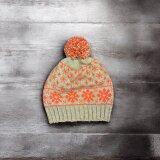 北欧柄手編みニット帽子/シェットランドウール