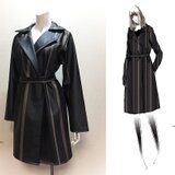 【1点もの・デザイン画付き】合皮ストライプ生地コートジャケット（KOJI TOYODA）